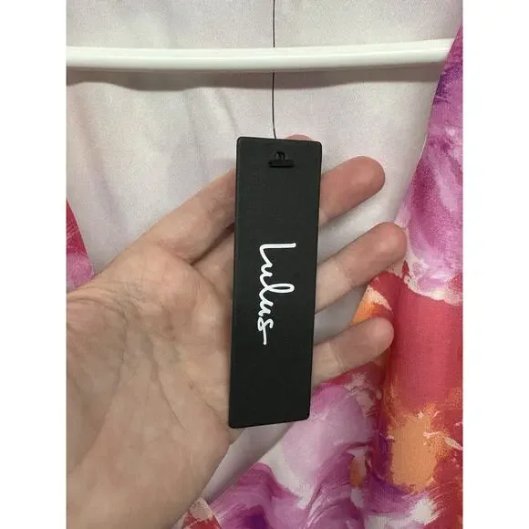 Lulus Dress Womens XS Lovable Aura Pink Floral Print Tiered Midi Wrap Dress - Picture 4 of 11